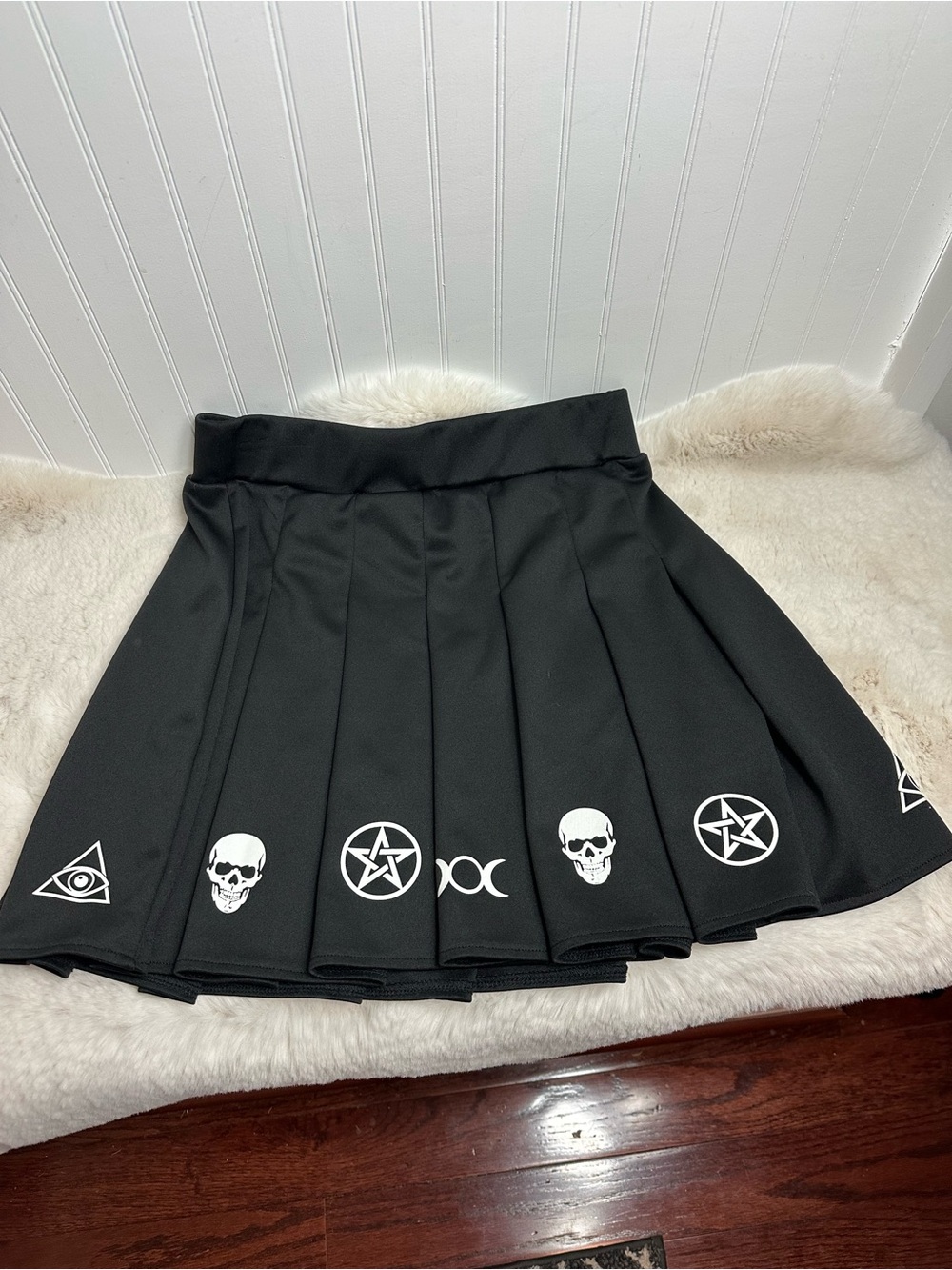 Body Rage Gothic Cheerleader style skirt w/ skeletons